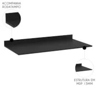 Tampo Para Balcão de Cozinha 100cm MDP M24 Preto - Mpozenato