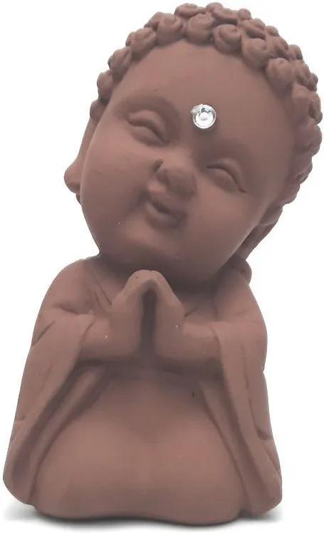 Buda Baby Rezando com Cristal (9cm) - Rosa Chá
