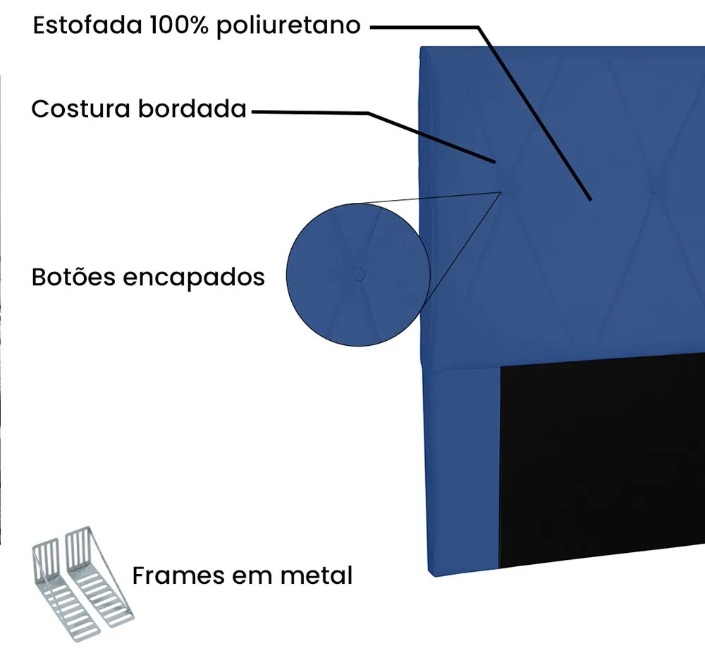 Cabeceira Aquilla Para Cama Box Queen 160 cm Suede Azul Marinho - D'Rossi