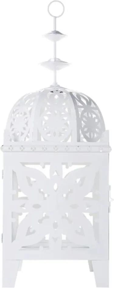 Lanterna Decorativa Marroquina Branca em Metal - 79x27 cm