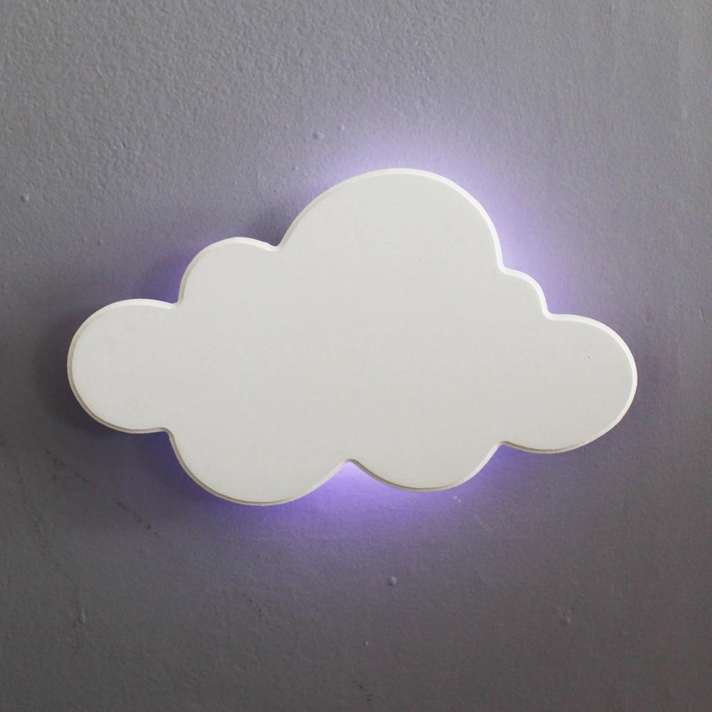Nuvem Luminária MDF Branca Média com LED com Luz Fria