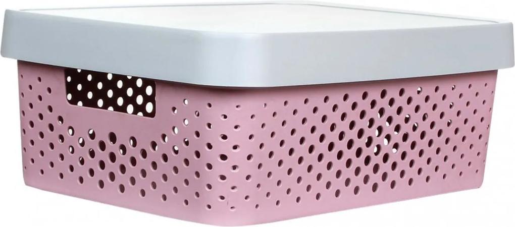 Caixa Organizadora P C/ Tampa - 4,5L - 25,5Cm X 17Cm X 12Cm - Container Pink