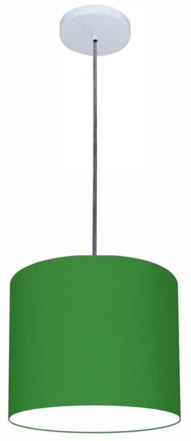 Luminária Pendente Vivare Free Lux Md-4107 Cúpula em Tecido - Verde-Folha - Canopla branca e fio transparente