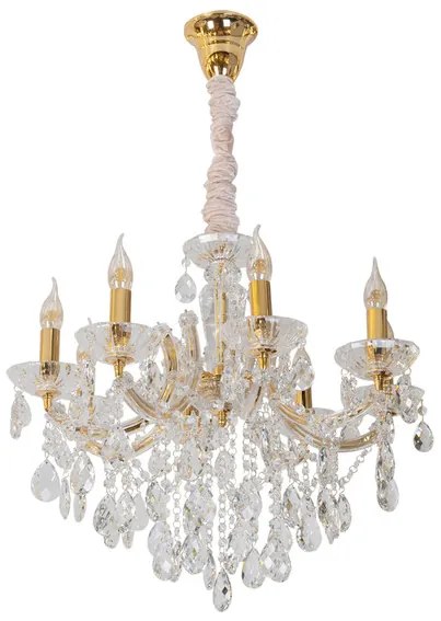 Lustre Cristal K9 Metal Dourado Castle