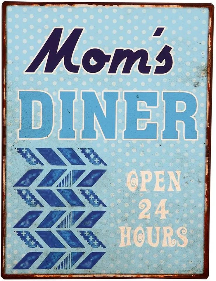 Placa de Metal Decorativa Vintage Mom´s Diner
