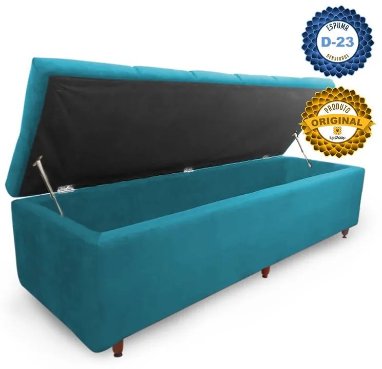 Calçadeira Baú Casal Queen 160cm Veneza Suede Turqueza - Sheep Estofados - Azul