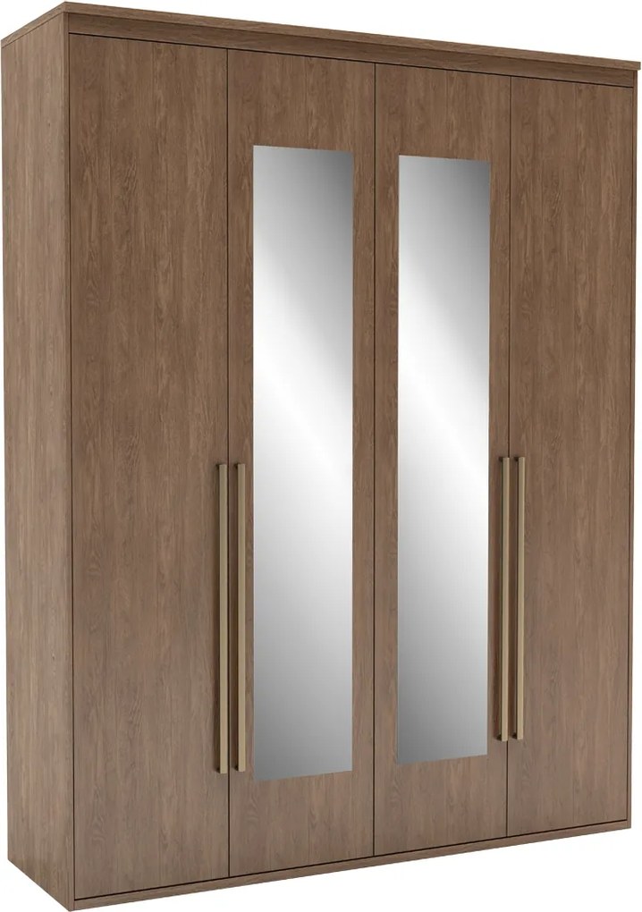 Guarda-Roupa de Solteiro Originale 4 Portas Com Espelho 178,5 cm Ébano - Belmax