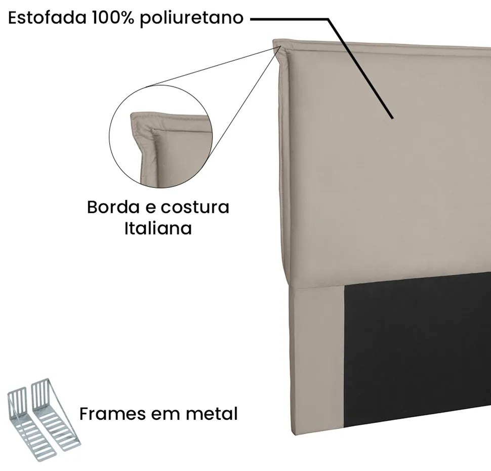 Cabeceira Garden Para Cama Box Solteiro 90 cm Suede Bege - D'Rossi