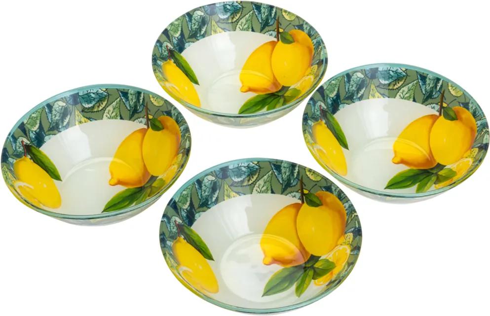 Conjunto 4 Bowls de Vidro P/Sobremesa 15cm e 380ml – Linha Lemons Amarelo