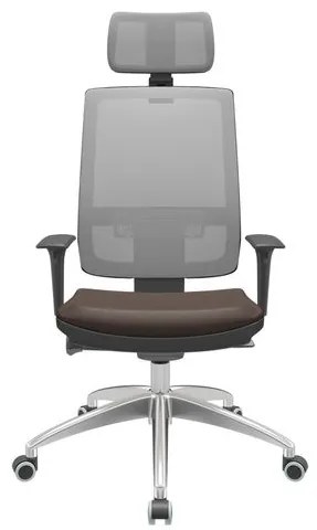 Cadeira Office Brizza Tela Cinza Com Encosto Assento Facto Dunas Marrom Autocompensador 126cm - 63205 Sun House