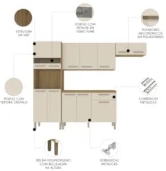 Cozinha Compacta Com Balcão 251cm Louis Plus Freijó/Soft Z06 - Mpozena