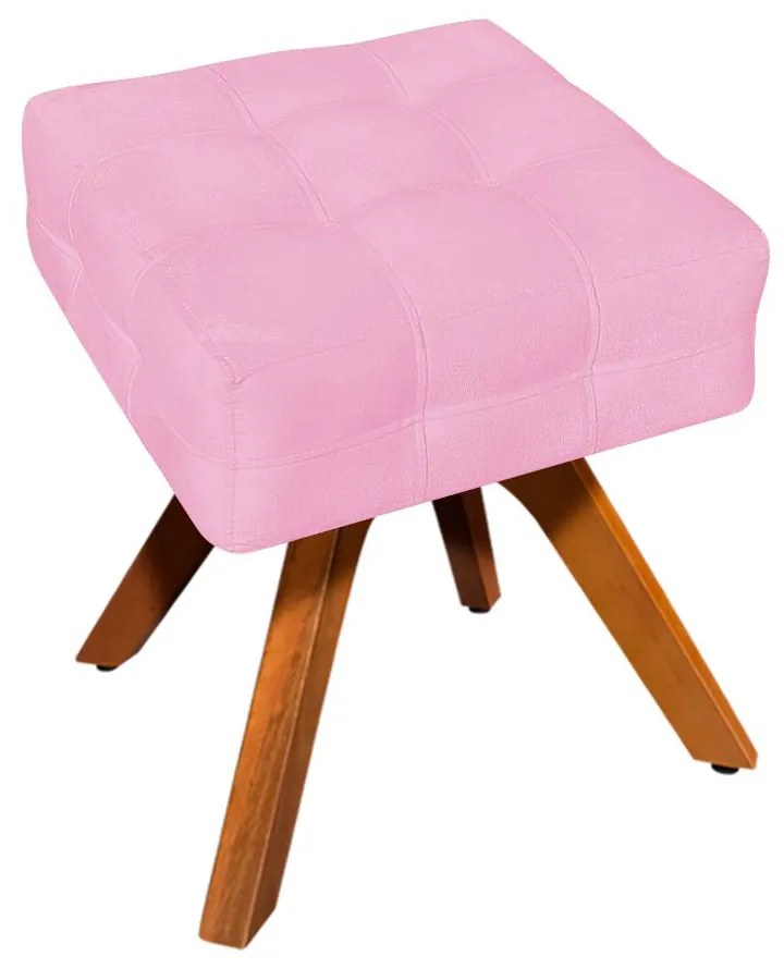 Puff Banqueta Decorativo Giratório MM30 Elisa Suede D03 - D'Rossi - Rosa Bebê