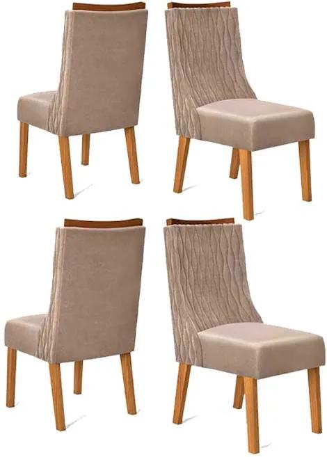 Conjunto 4 Cadeiras Amélia Carvalho Tecido Veludo Kraft