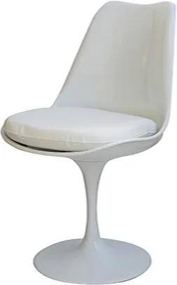Cadeira Saarinen Sem Braço ABS Base Alumínio Branca Com Almofada branca Or Design