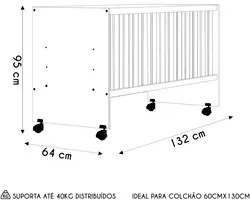 Berço Reto com Rodízios Doce Sonho Branco - Qmovi