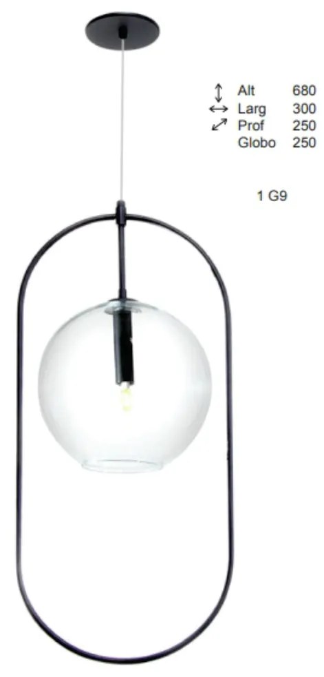 Pendente Oblong 25X30X68Cm Globo Ø25Cm Aberto 01Xg9 - Old Artisan Pd-5... (BRANCO / COBRE BRILHO, CLEAR (Transparente))