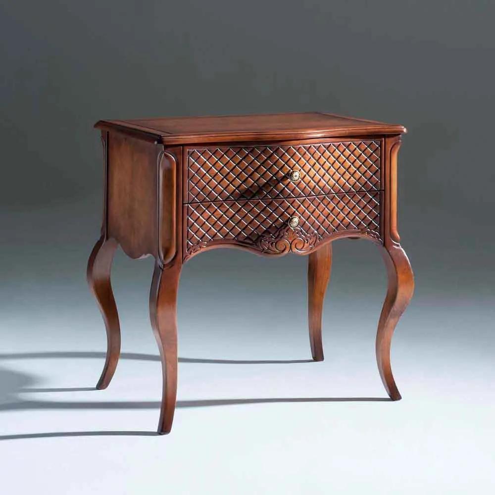 Mesa de Cabeceira Inspiração Retangular Decorativa Madeira Maciça Design Clássico Avi Móveis