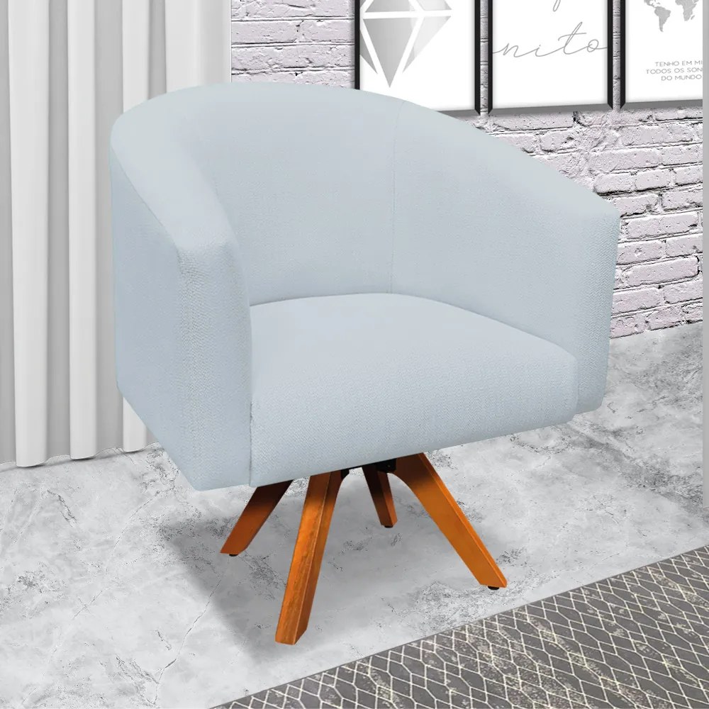 Poltrona Decorativa Giratória MM30 Kit 2 Stella Linho Cinza Claro D03 - D'Rossi