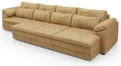 Sofá Retrátil 4 Lugares Para Sala 379cm Dijon Couro Bege S07 - Mpozena