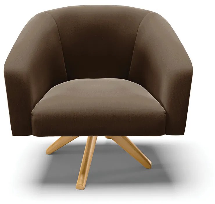 Poltrona Decorativa Giratória MA30 Kit 2 Stella Suede D03 - D'Rossi - Marrom
