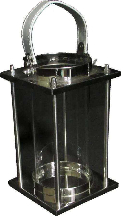 Lanterna Decorativa em Vidro e Alumínio 23 cm x 14 cm