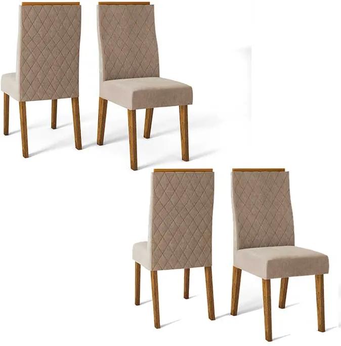 Conjunto 4 Cadeiras Cássia Demolição Tecido Veludo Kraft