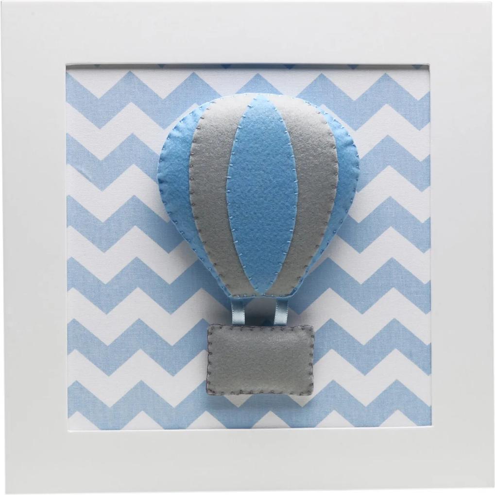Quadro Decorativo Balão Chevron Bebê Infantil Menino Potinho de Mel Azul