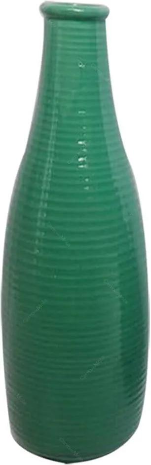 Vaso Bottle Rings Verde Grande em Cerâmica - Urban - 35,5x11,8 cm