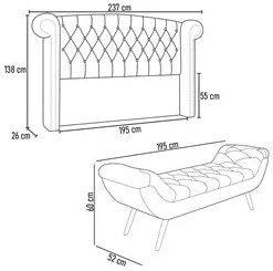 Cabeceira Cama Box King 195cm Provença e Recamier Veneto P02 Boucle Cr