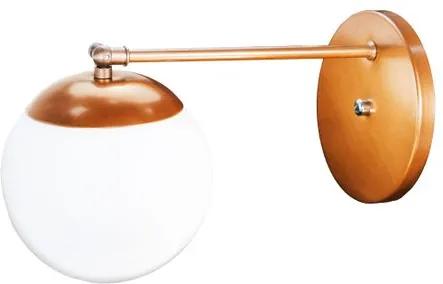 Arandela Buble Industrial com Bola de Vidro Soq: E27 | Cor: Cobre | Tam: 20cm | Mod: Arandela Buble