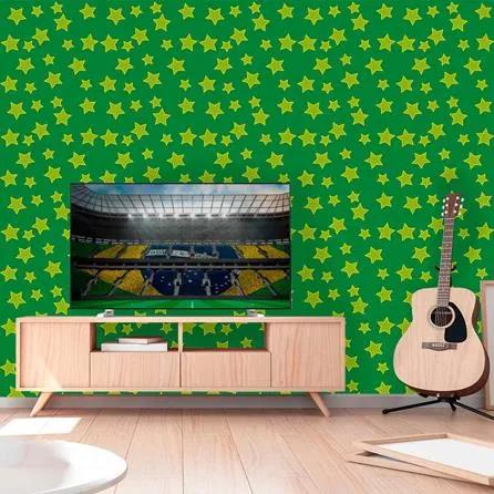 Papel De Parede Copa 2018 Estrelas Verde Amarelo