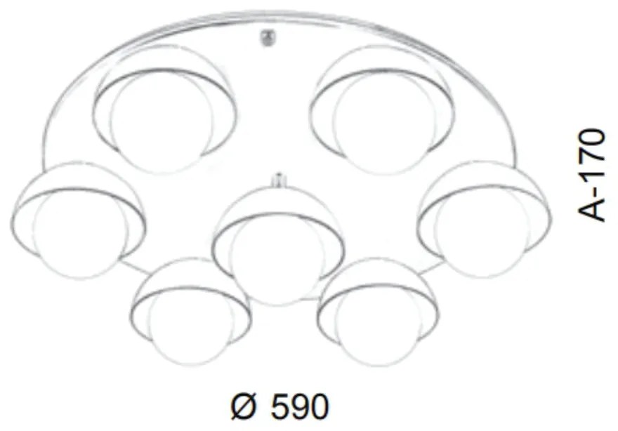 Plafon Cúpula Ø59X17Cm Metal E Globo Ø10Cm 07Xg9 |Old Artisan Plf-5522 (PRETO, AMBAR)