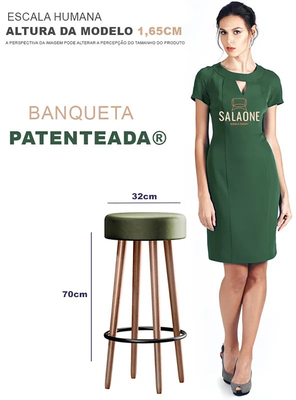 Kit 2 Banquetas Redondas Berlin Pés Palito Suede Corano Verde - Sheep Estofados - Verde