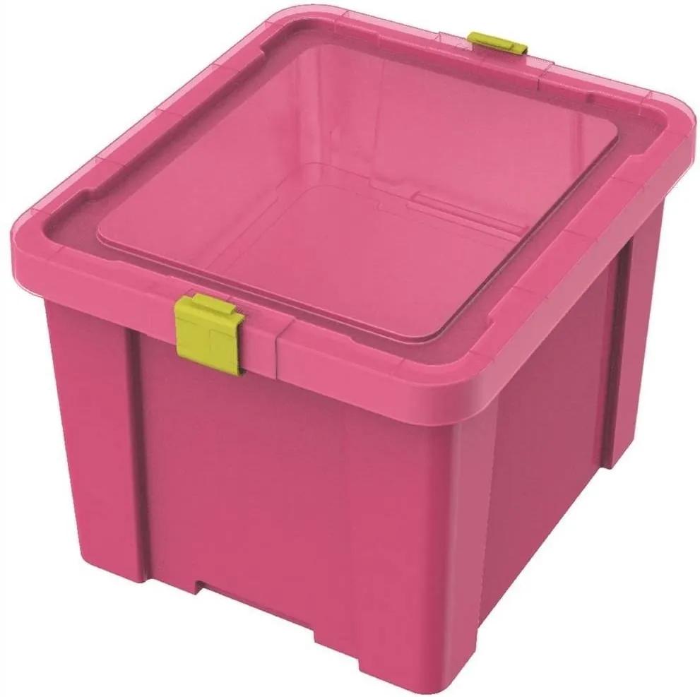 Caixa Organizadora Tramontina Basic com Tampa em Plástico Pink 30 L Tramontina 92551060