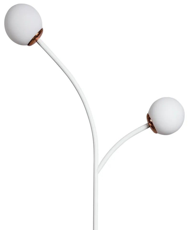 Luminaria De Chão Zucca Ø24,5X161Cm 2Xg9 / Globo Ø12Cm / Coluna | Usin... (BT / CB-PV - Branco Texturizado / Cobre Brilho Polido Verniz, FOSCO)