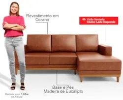 Sofá 3 Lugares 200cm Living Com Chaise Direito Sala de Estar Kayrós D0