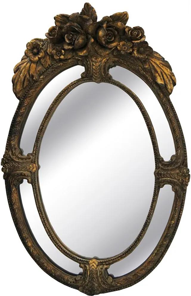 Espelho Moldura em Madeira Dourado Detalhes em Relevo - 32X22cm