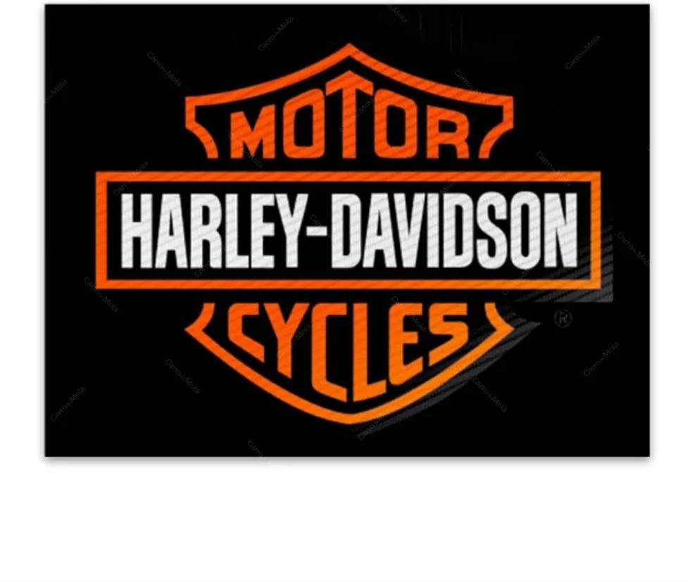 Placa Decorativa Harley Laranja Média em Metal - 30x20 cm