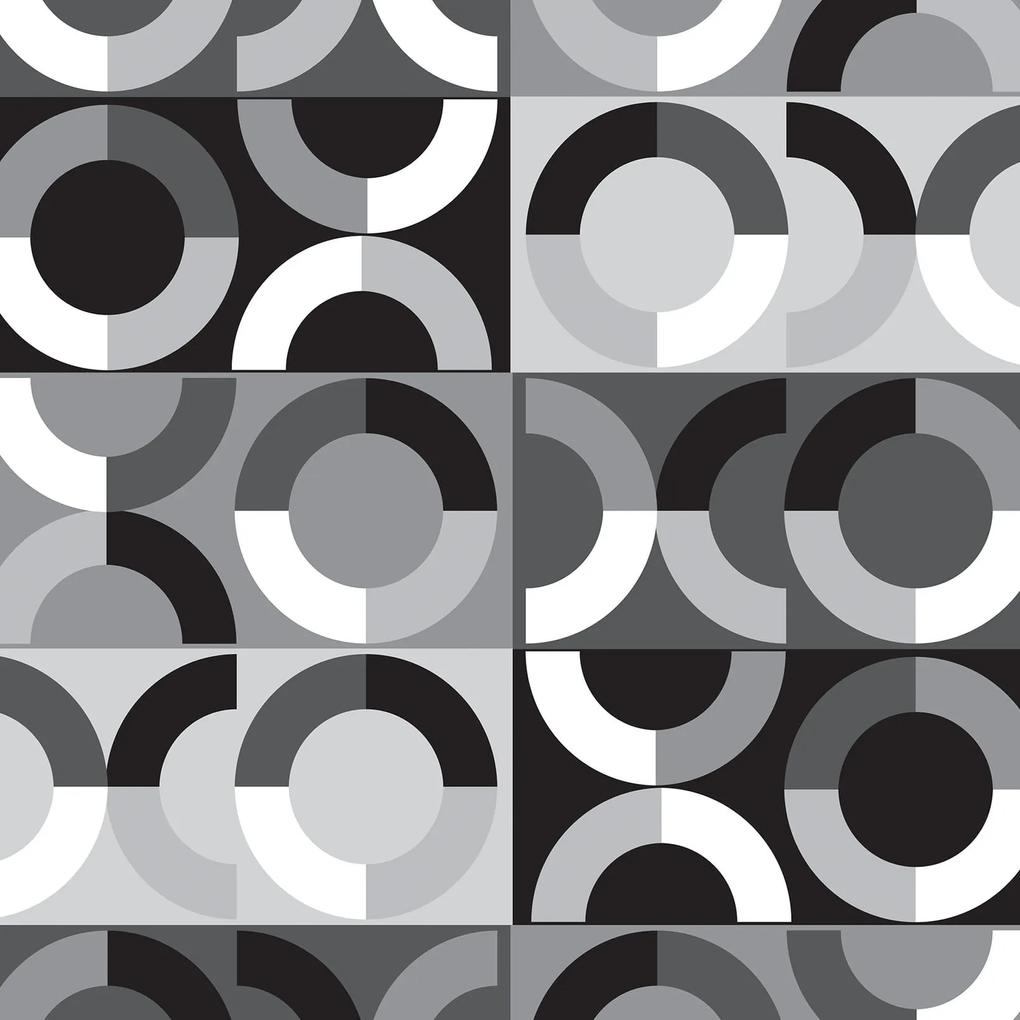 Papel de parede adesivo geométrico cinza preto e branco