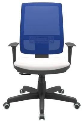 Cadeira Office Brizza Tela Azul Assento Vinil Branco RelaxPlax Base Standard 120cm - 63876 Sun House