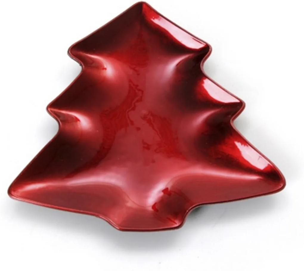 Sousplat Mesa de Natal Prato Pinheiro 19 x 21 cm Vermelho