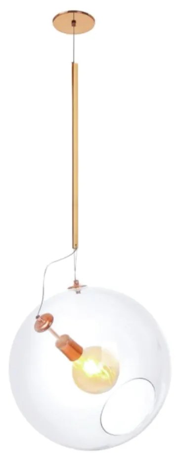 Pendente Globo Inclinado Ø30X65Cm Metal E Globo Ø30Cm 01Xe27 |Old Arti... (ROSE FOSCO, AMBAR)