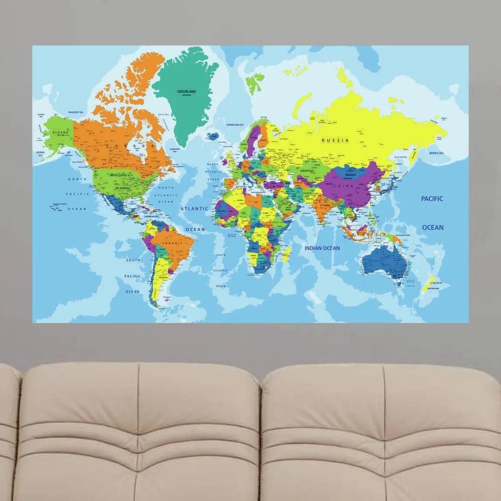 Adesivo Mapa Mundi Geopolítico