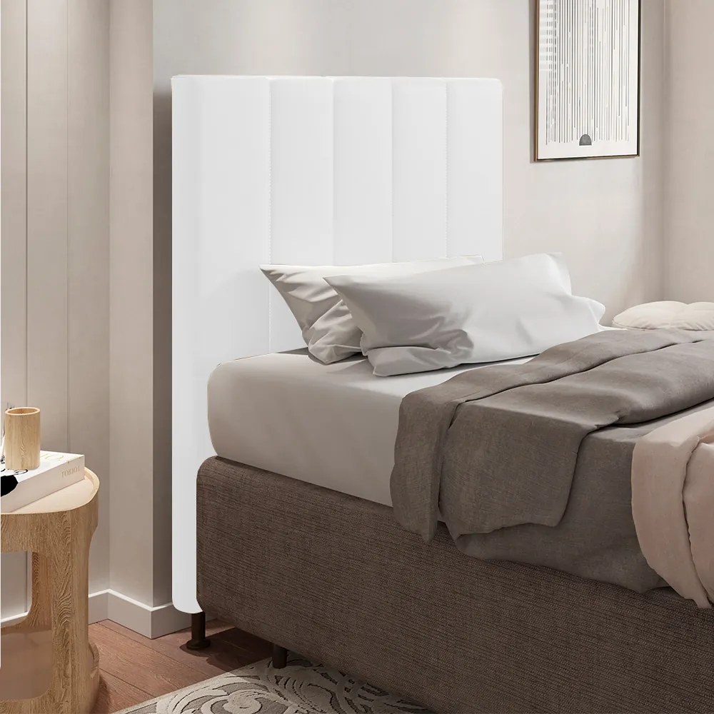 Cabeceira Malibu Para Cama Box Solteiro 90 cm Corino Branco - D'Rossi