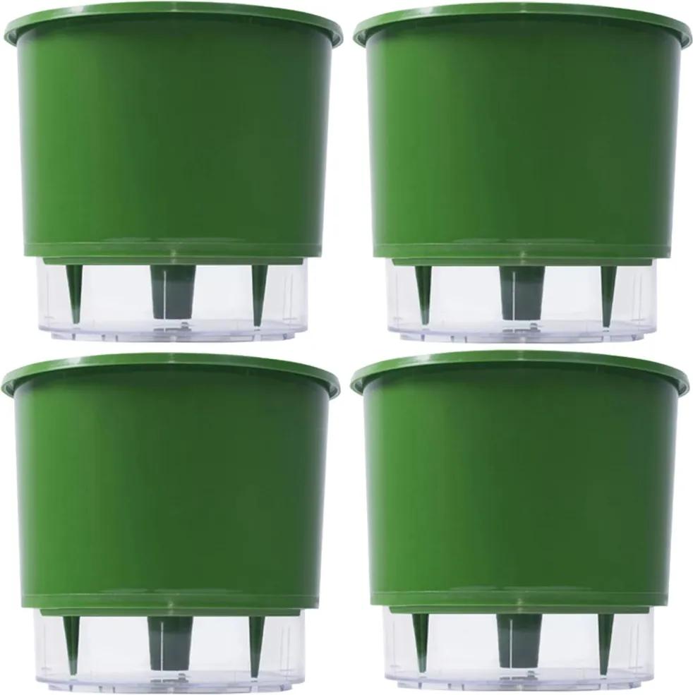 4 Vasos Raiz Auto Irrigável Verde Escuro 16x14 Autoirrigável