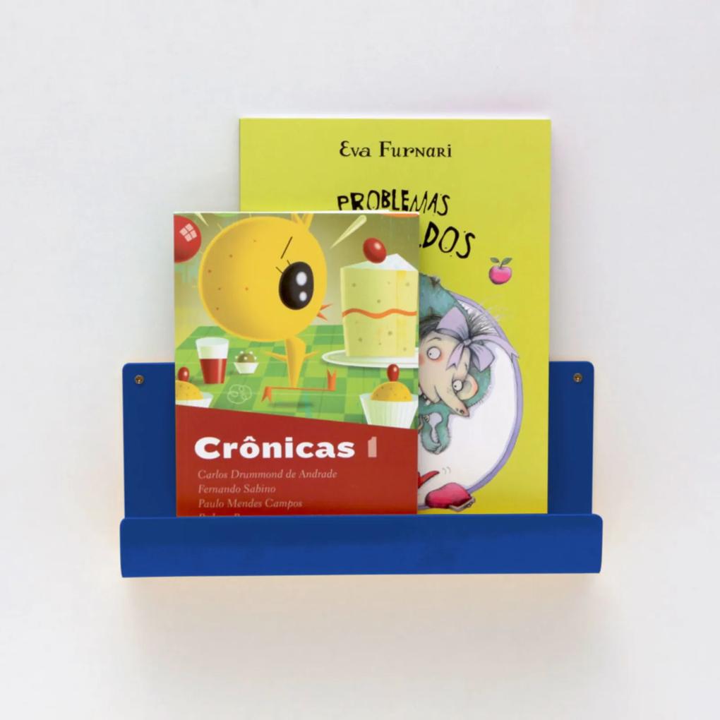 Organizador Quartinhos Porta Livros e Revisteiro de Parede Infantil Azul