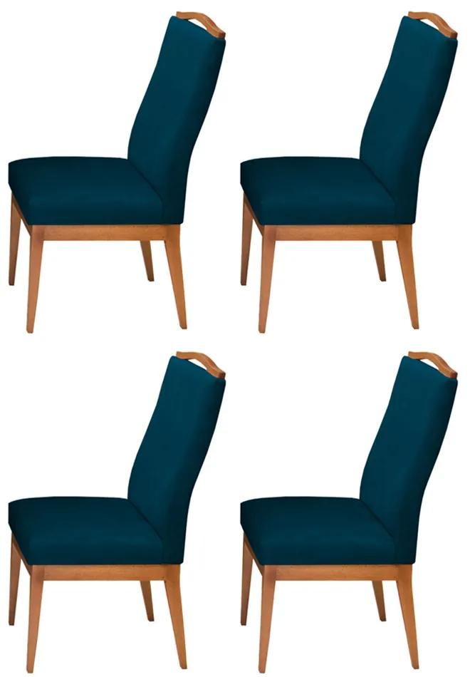 Conjunto 4 Cadeiras Decorativa Lara  Veludo Azul Marinho