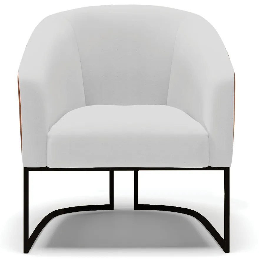 Poltrona Decorativa Industrial Preta Stella Nozes/Linho Cinza D03 - D'Rossi