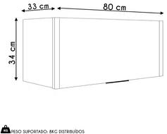 Armário Aéreo 80cm 1 Porta Basculante Da Vinci L06 Nature/Off White -