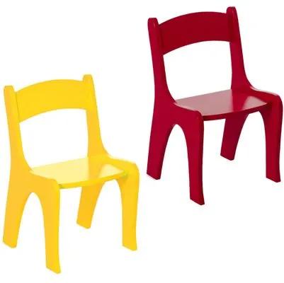 Kit 2 Cadeiras Infantis em MDF - Pintura em Laca Amarelo/Vermelho